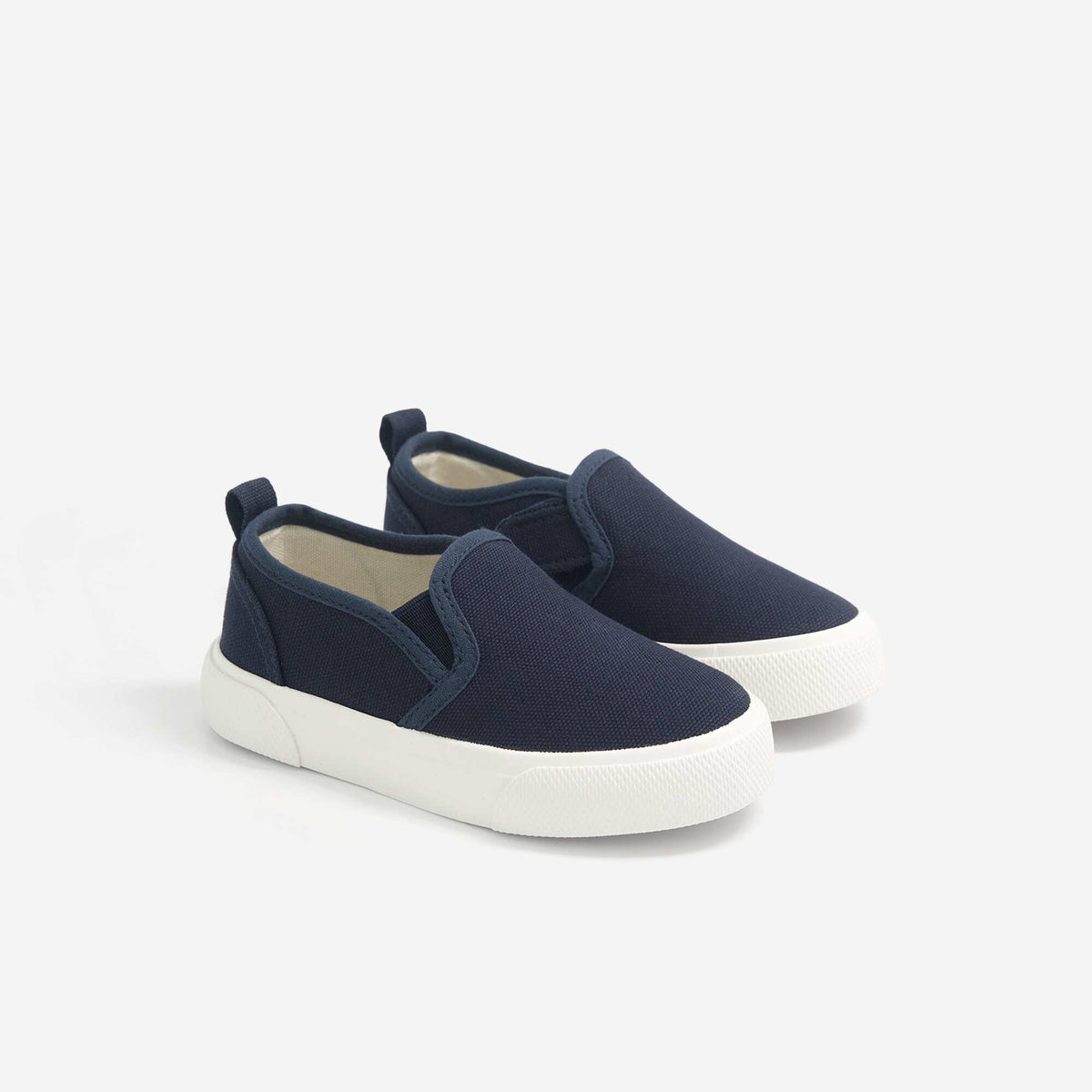 Patterned Slip-On Sneakers with Hook-and-Loop Straps BLUE