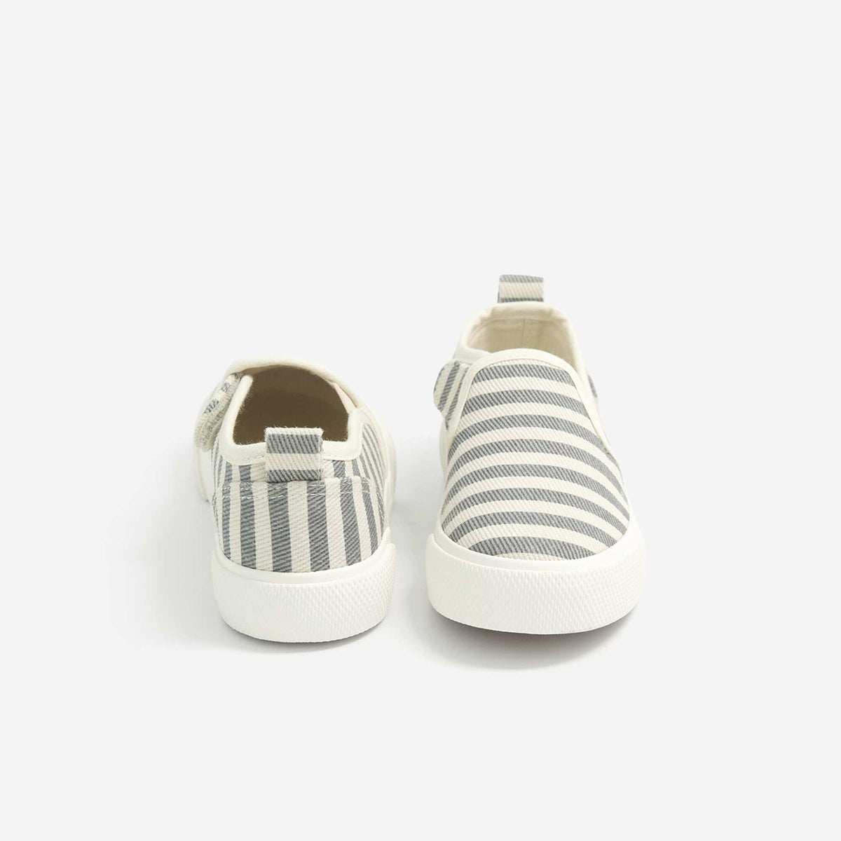 Patterned Slip-On Sneakers with Hook-and-Loop Straps BLUE
