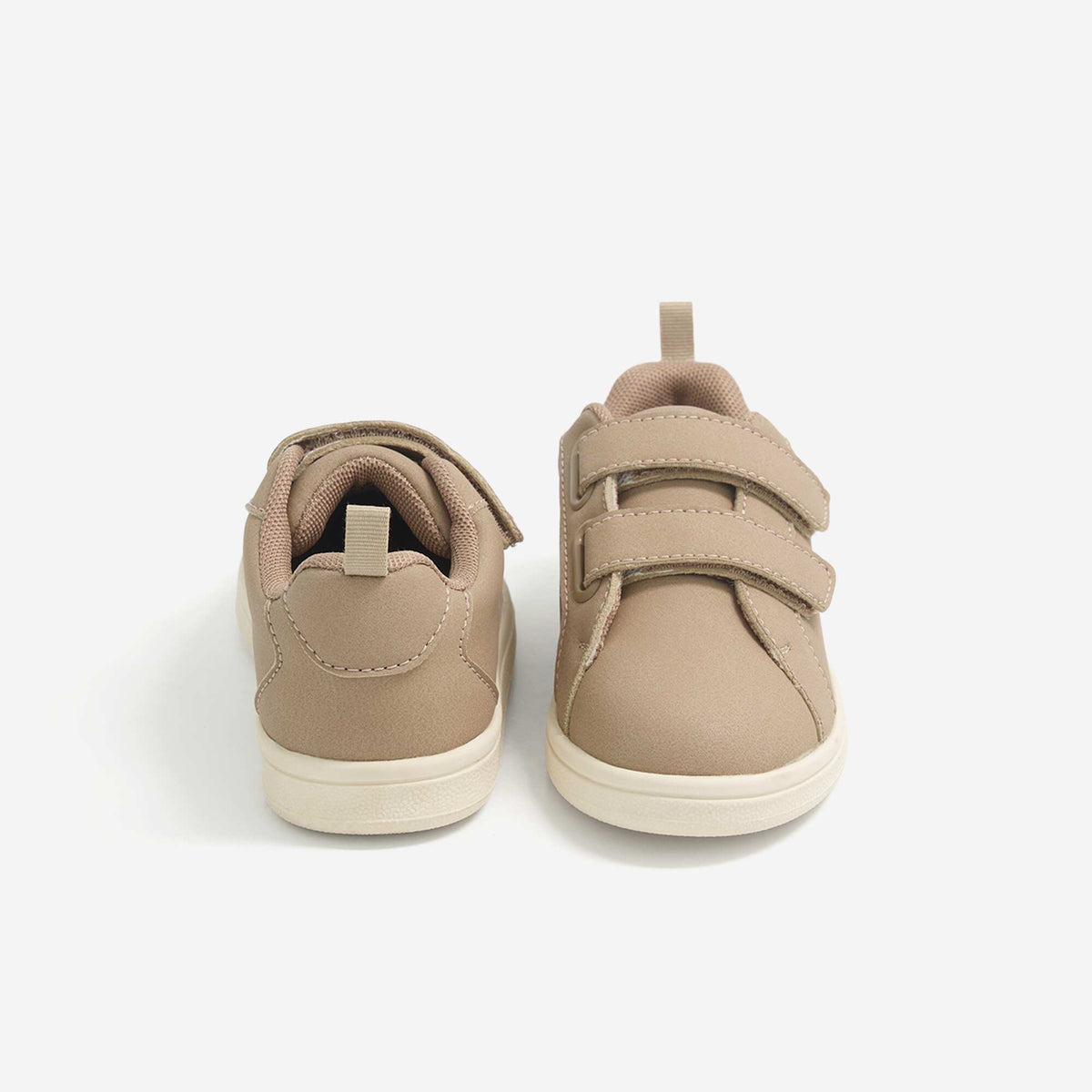 Low-top Sneakers with Hook-and-Loop Straps BEIGE