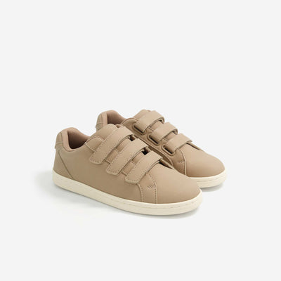 Low-top sneakers with hook-and-loop straps BEIGE