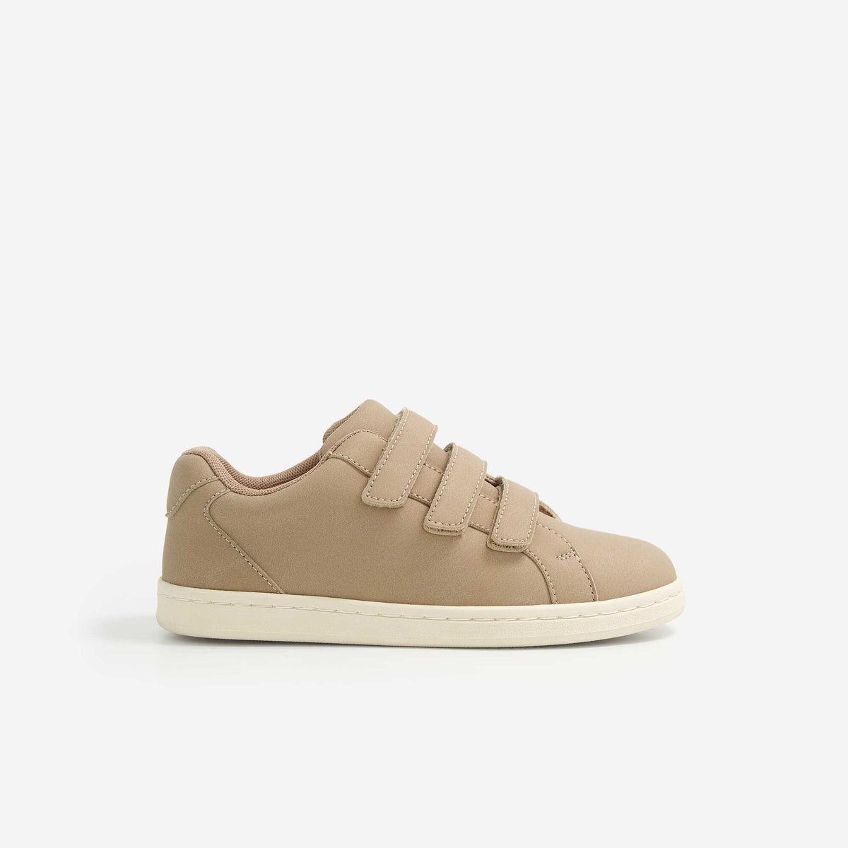 Low-top sneakers with hook-and-loop straps BEIGE