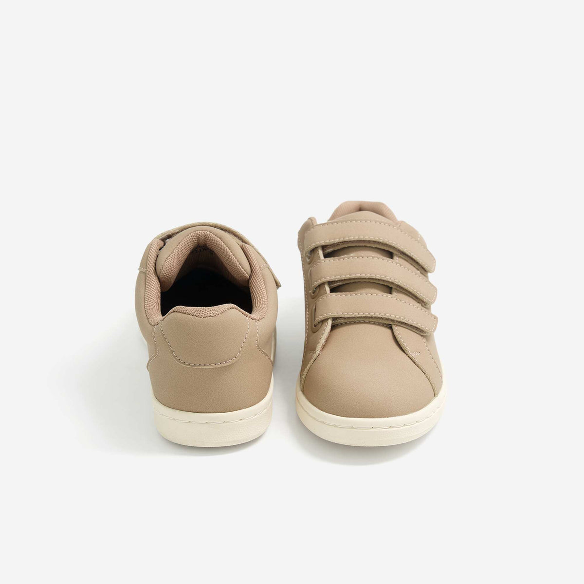 Low-top sneakers with hook-and-loop straps BEIGE