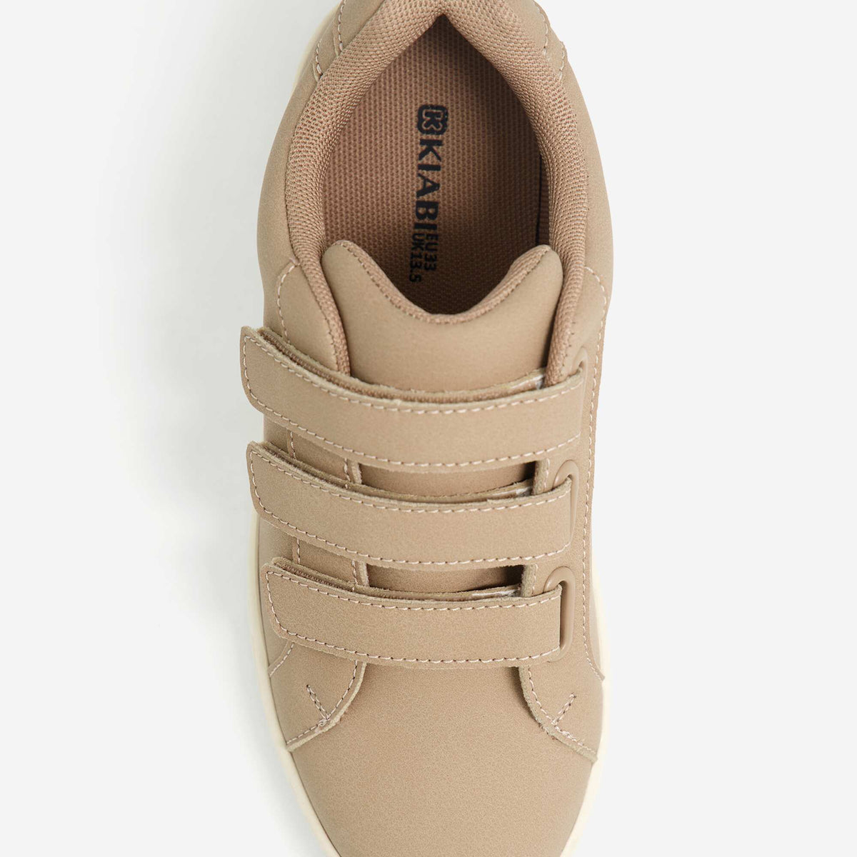 Low-top sneakers with hook-and-loop straps BEIGE