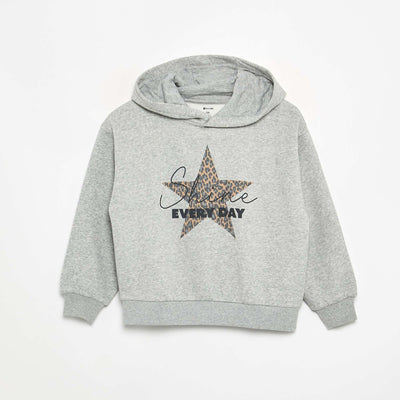 Hoodie with front and back print GREY