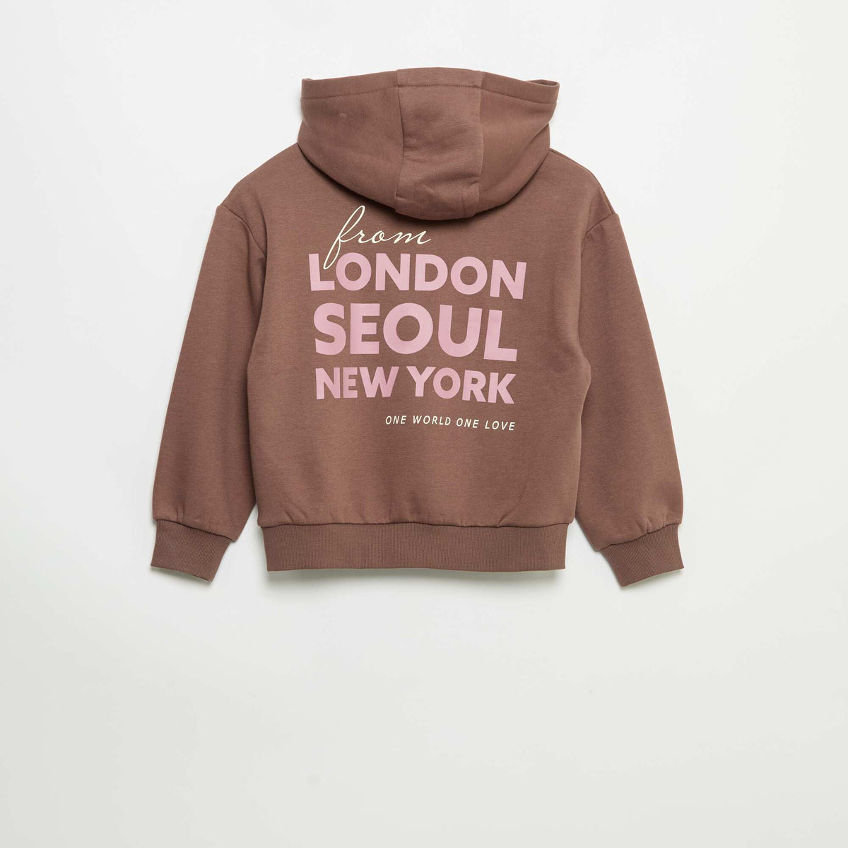 Hoodie with front and back print BROWN