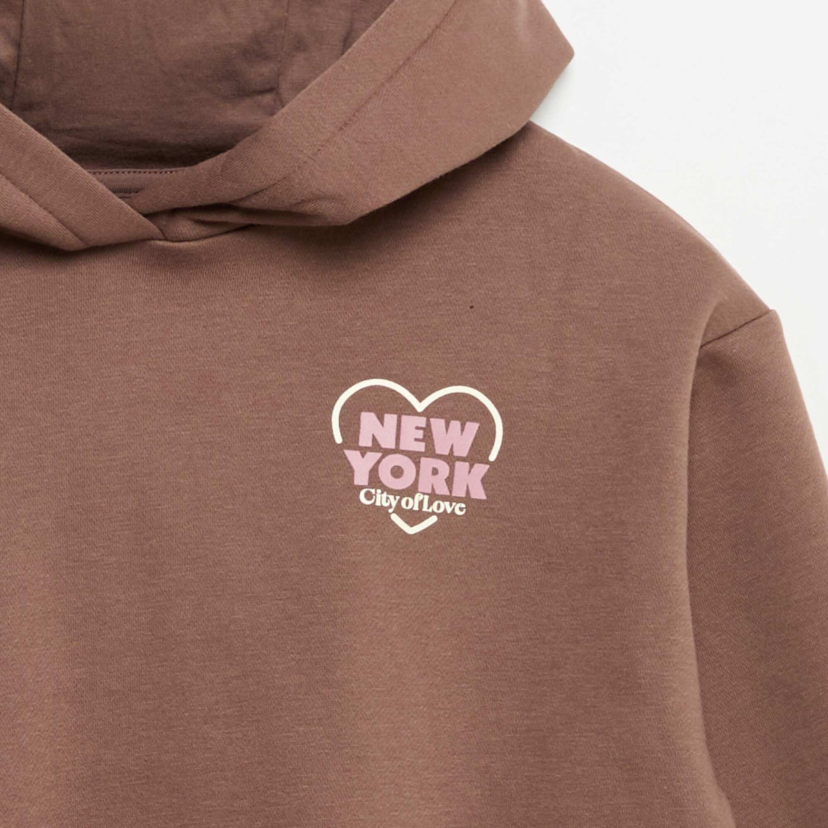 Hoodie with front and back print BROWN