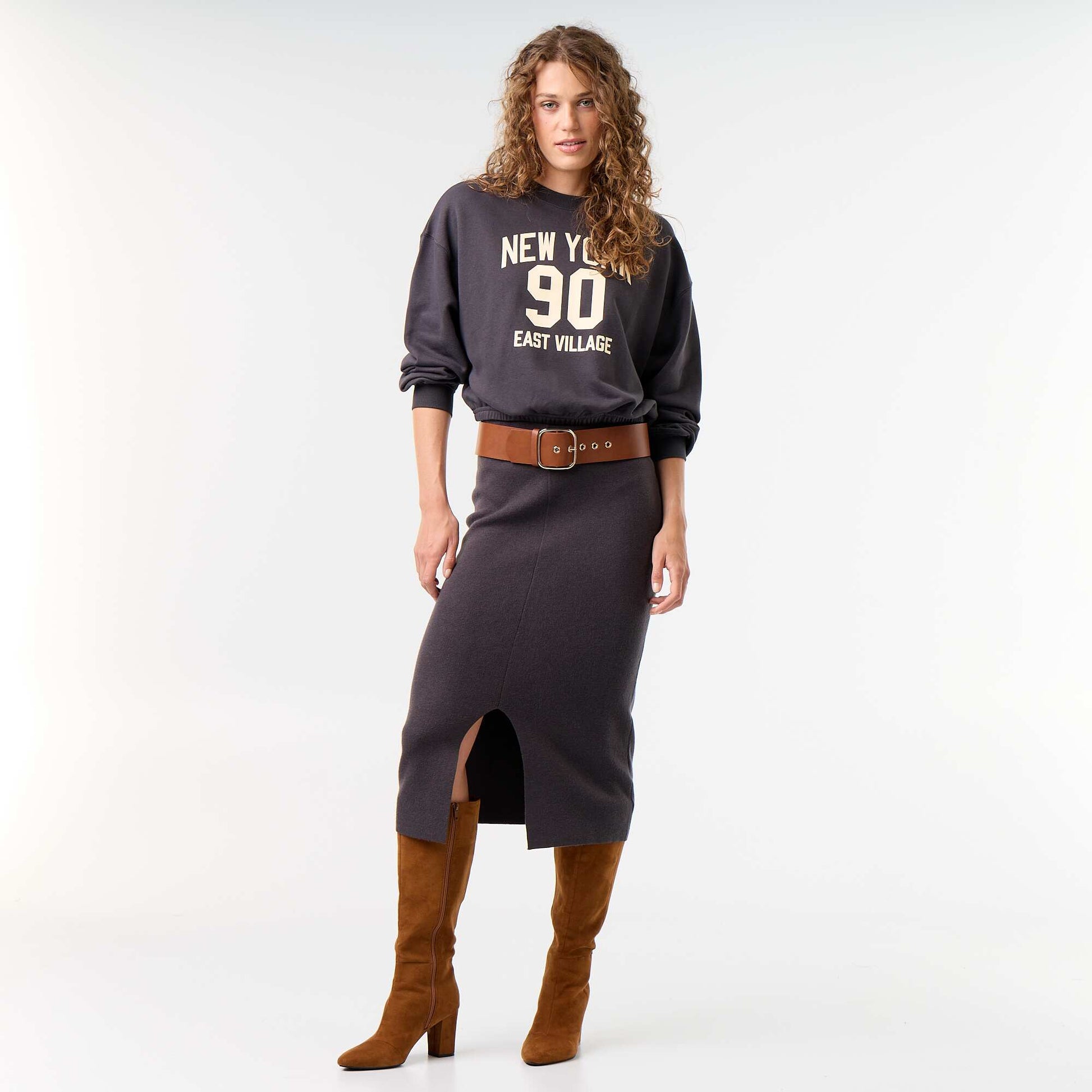 Ottoman midi skirt BLACK