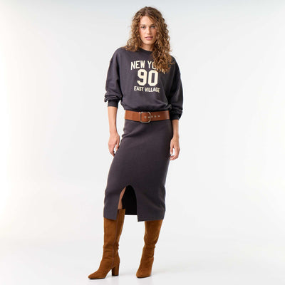 Ottoman midi skirt BLACK