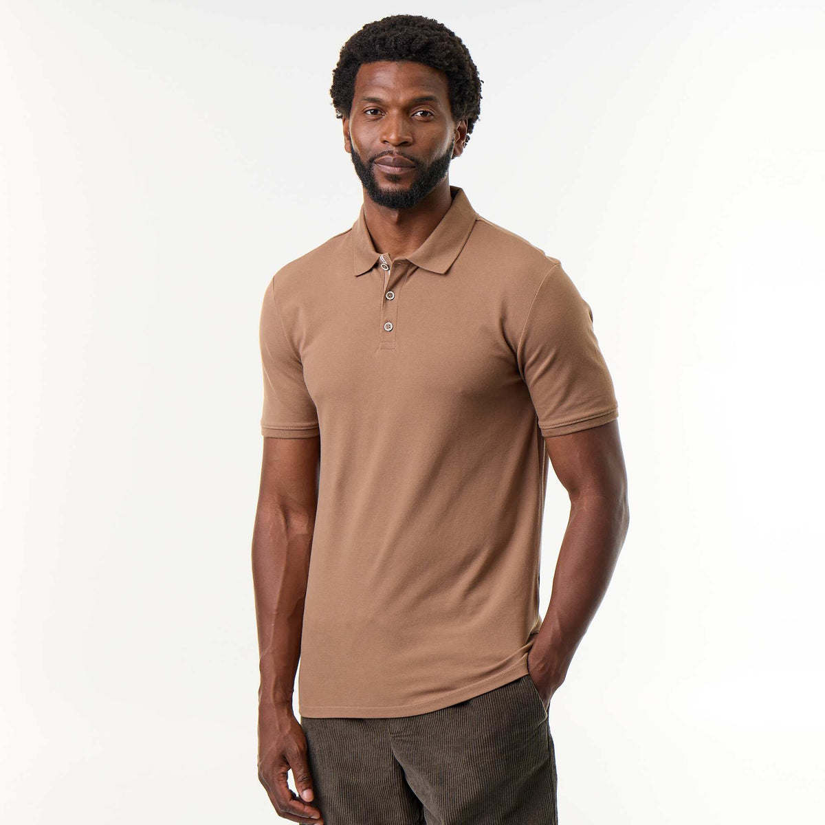 Cotton pique polo shirt BROWN