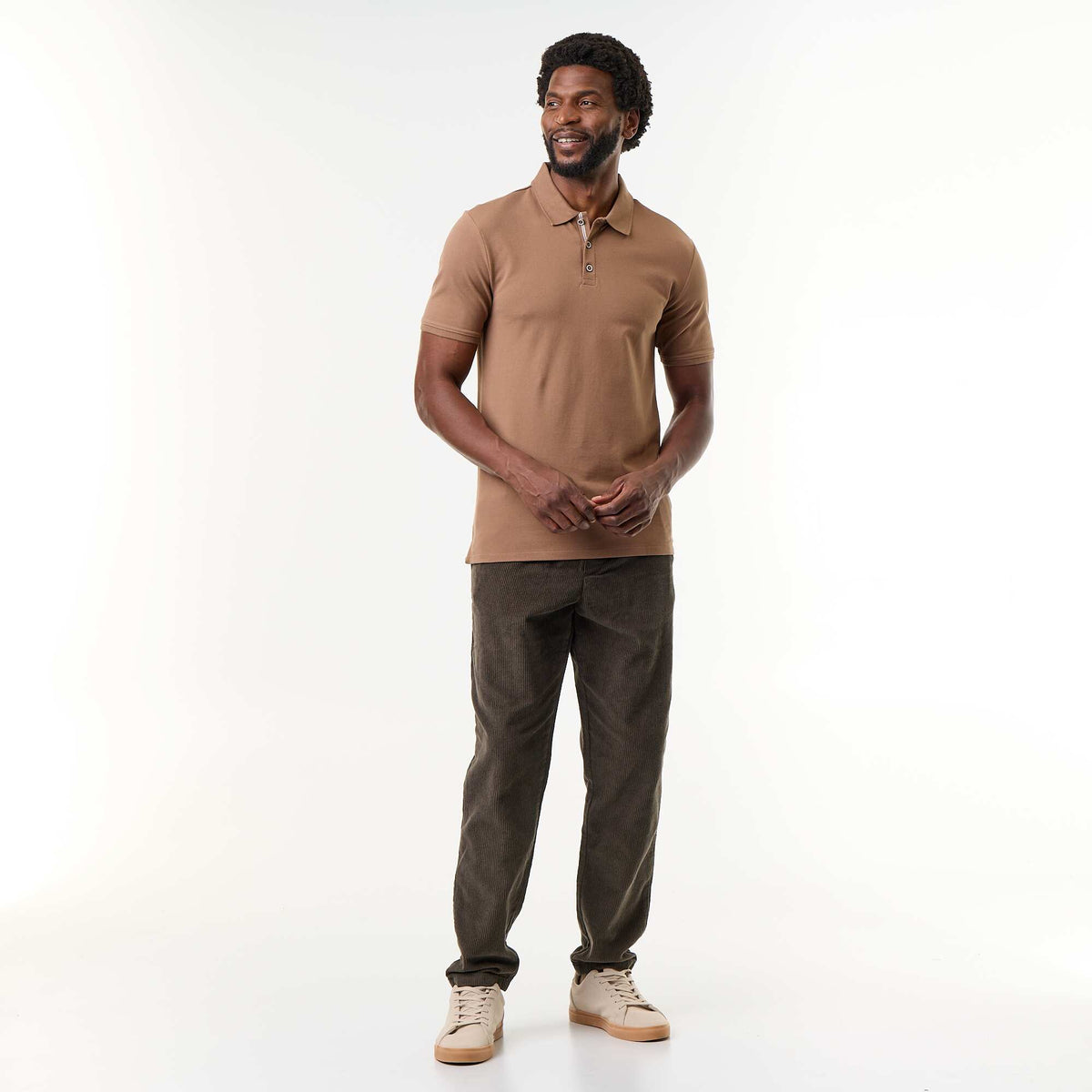 Cotton pique polo shirt BROWN