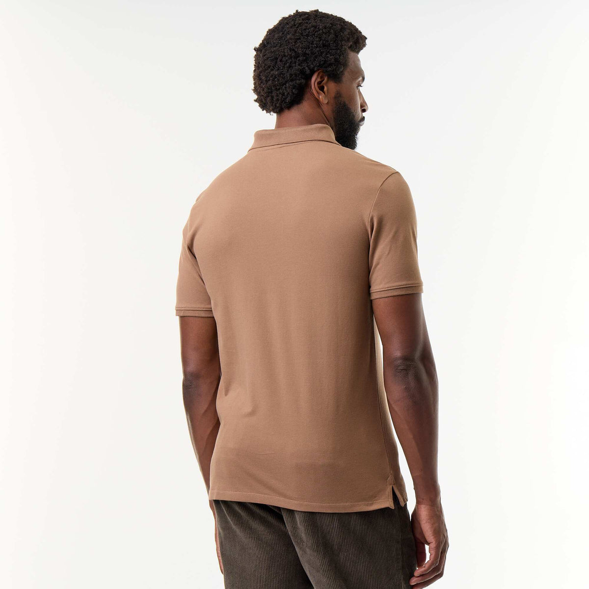 Cotton pique polo shirt BROWN