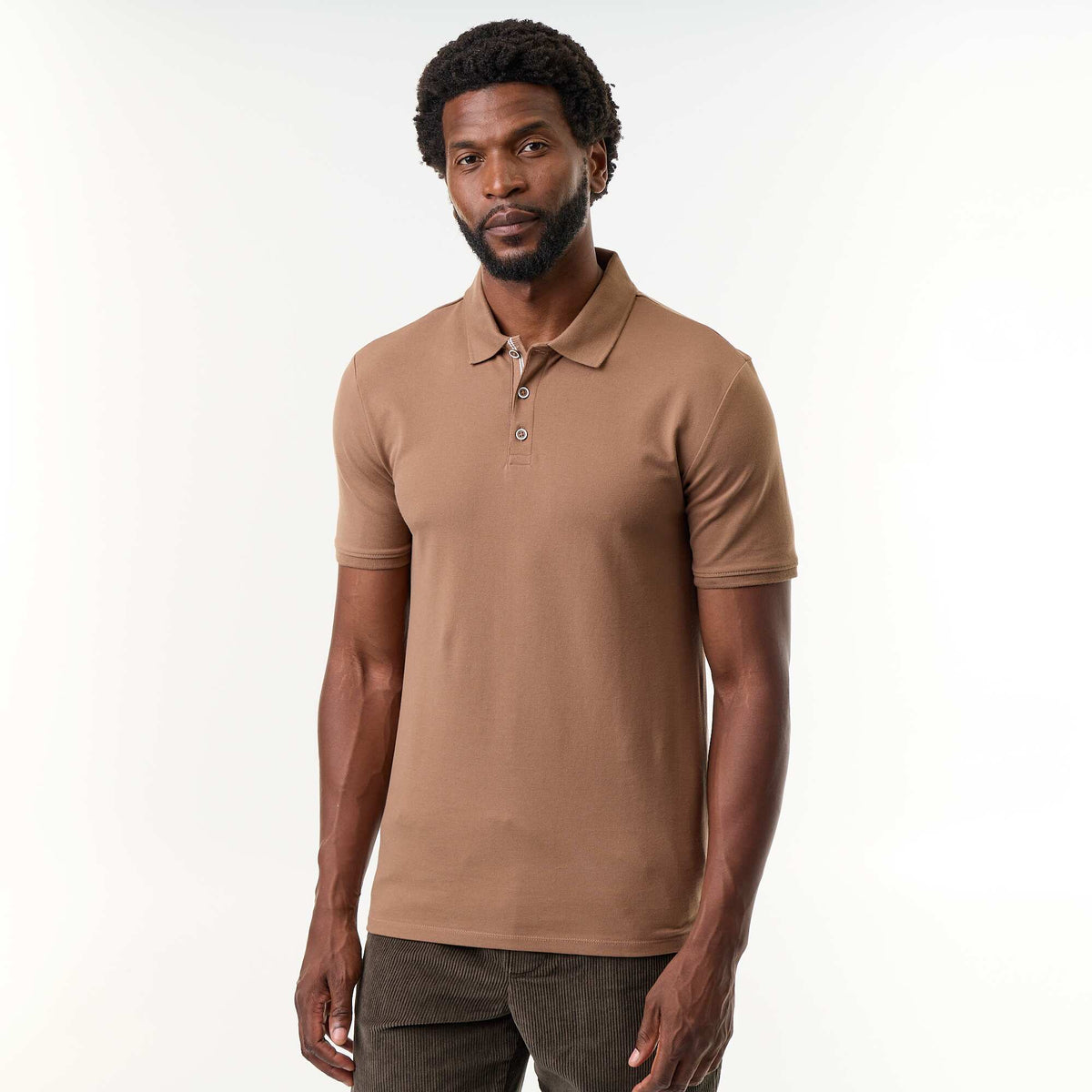Cotton pique polo shirt BROWN