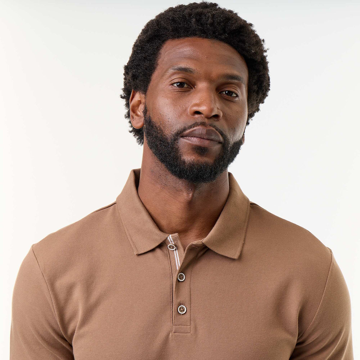 Cotton pique polo shirt BROWN