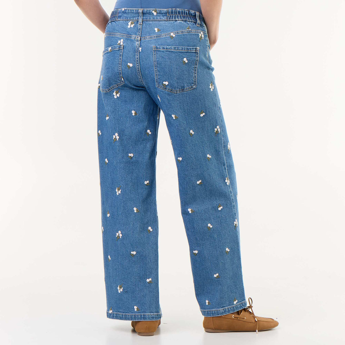 Patterned wide-leg maternity jeans BLUE