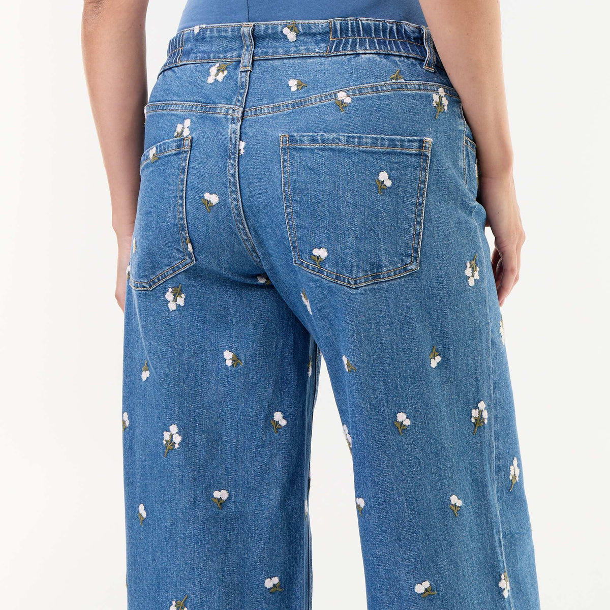Patterned wide-leg maternity jeans BLUE