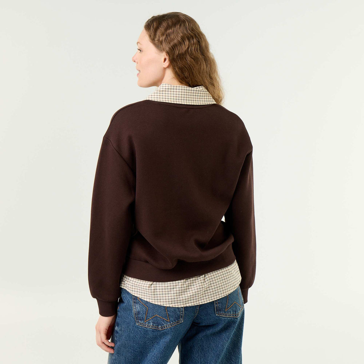2-in-1 Shirt Sweatshirt BROWN