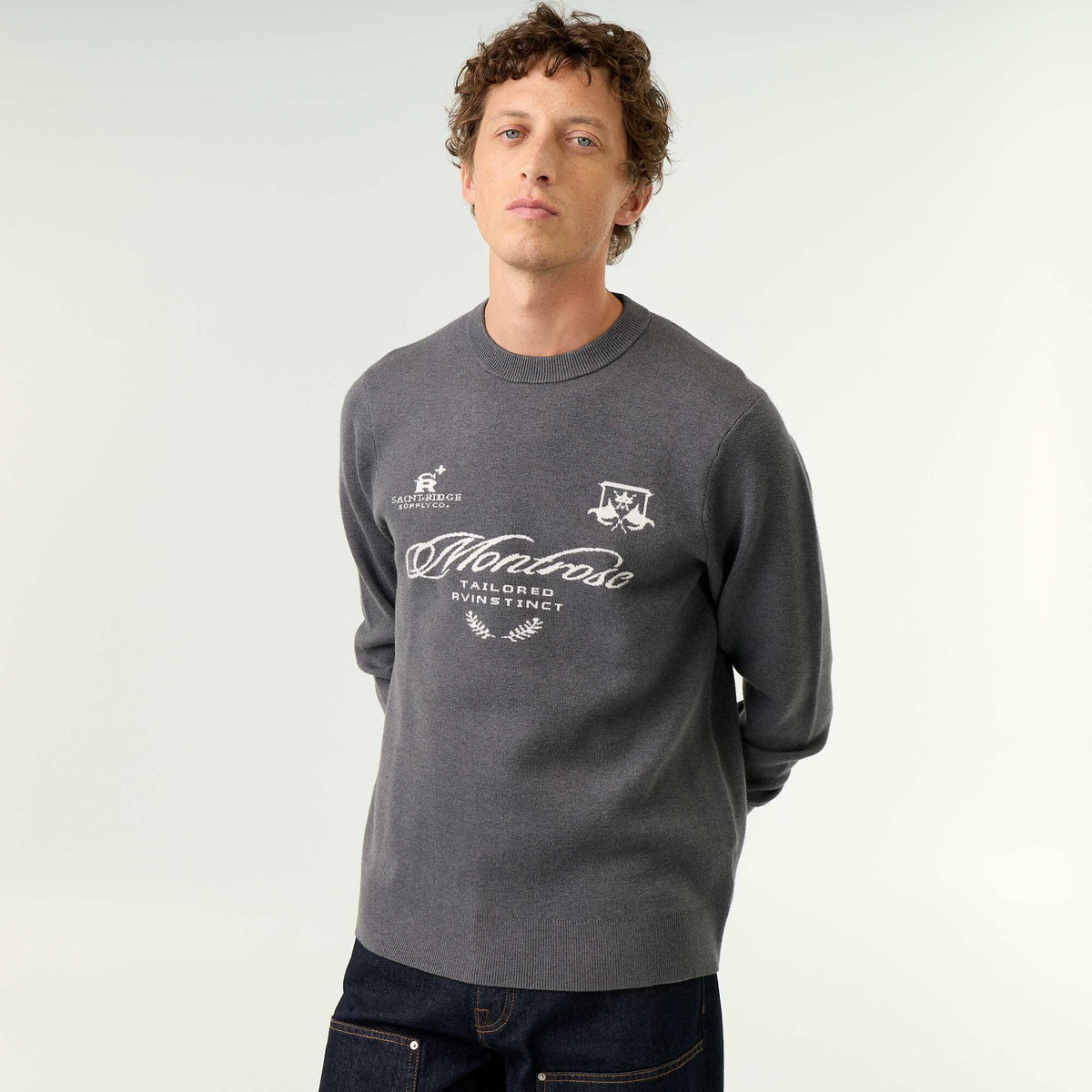Chunky Knit Crew Neck Sweater GREY