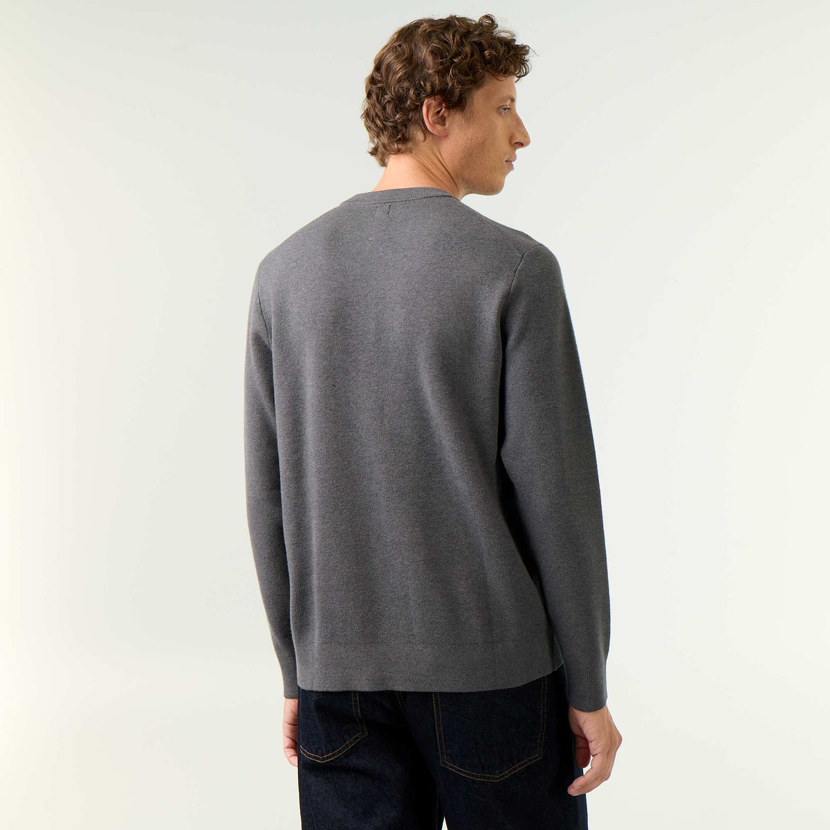 Chunky Knit Crew Neck Sweater GREY