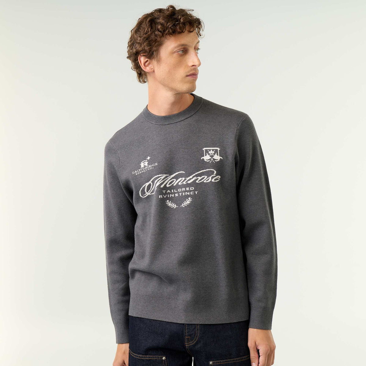 Chunky Knit Crew Neck Sweater GREY