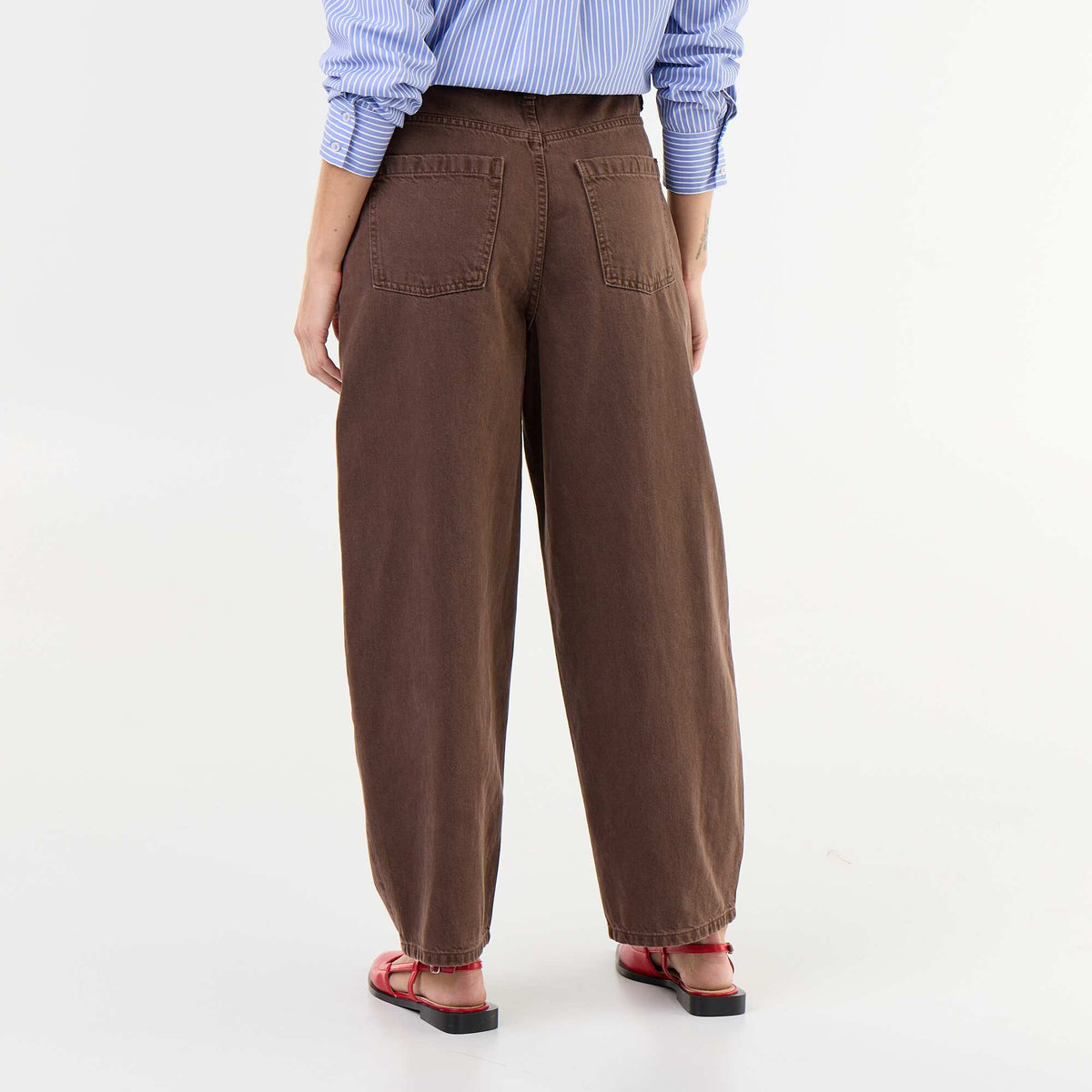 Studded Barrel Trousers BROWN