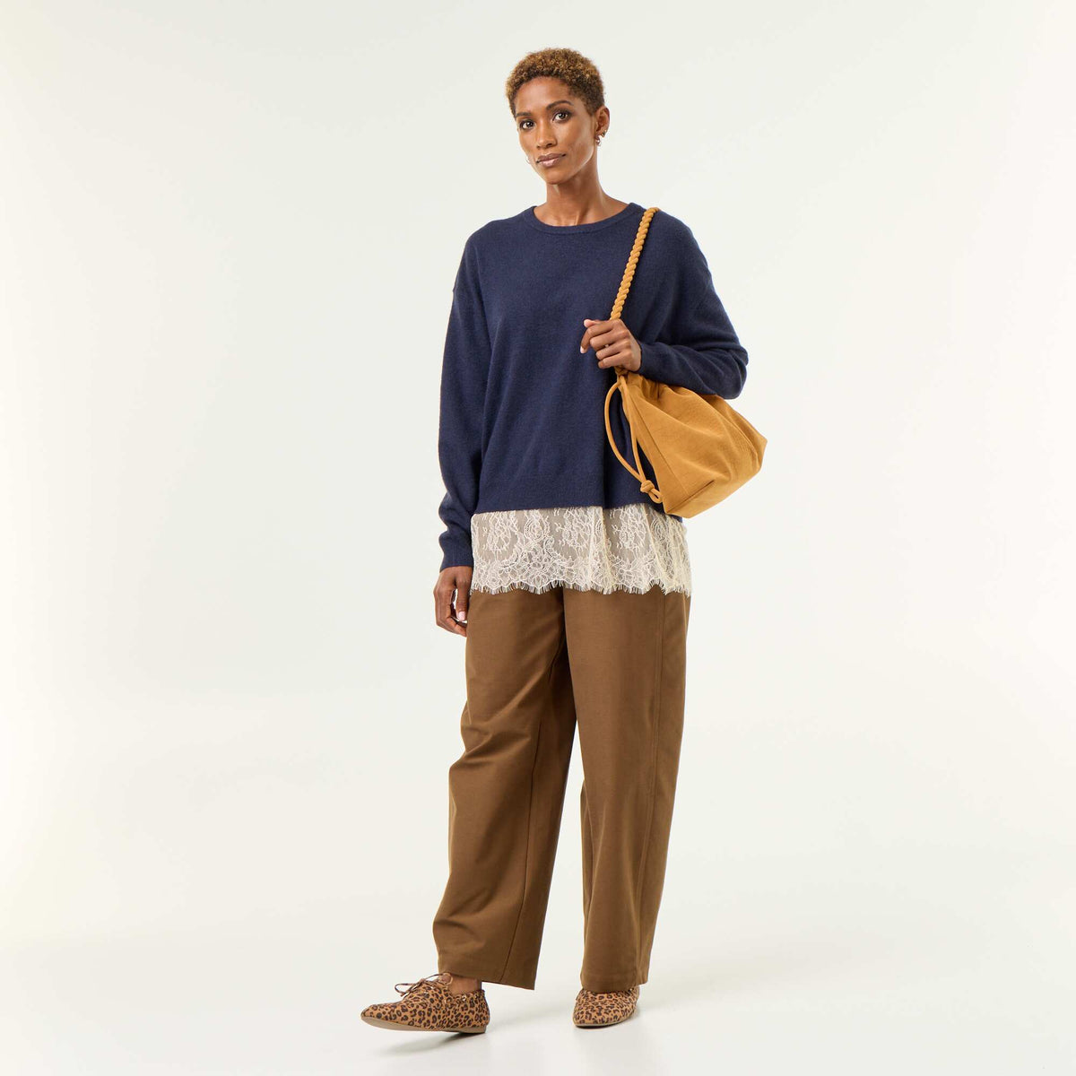 Lace-Inset Sweater BLUE