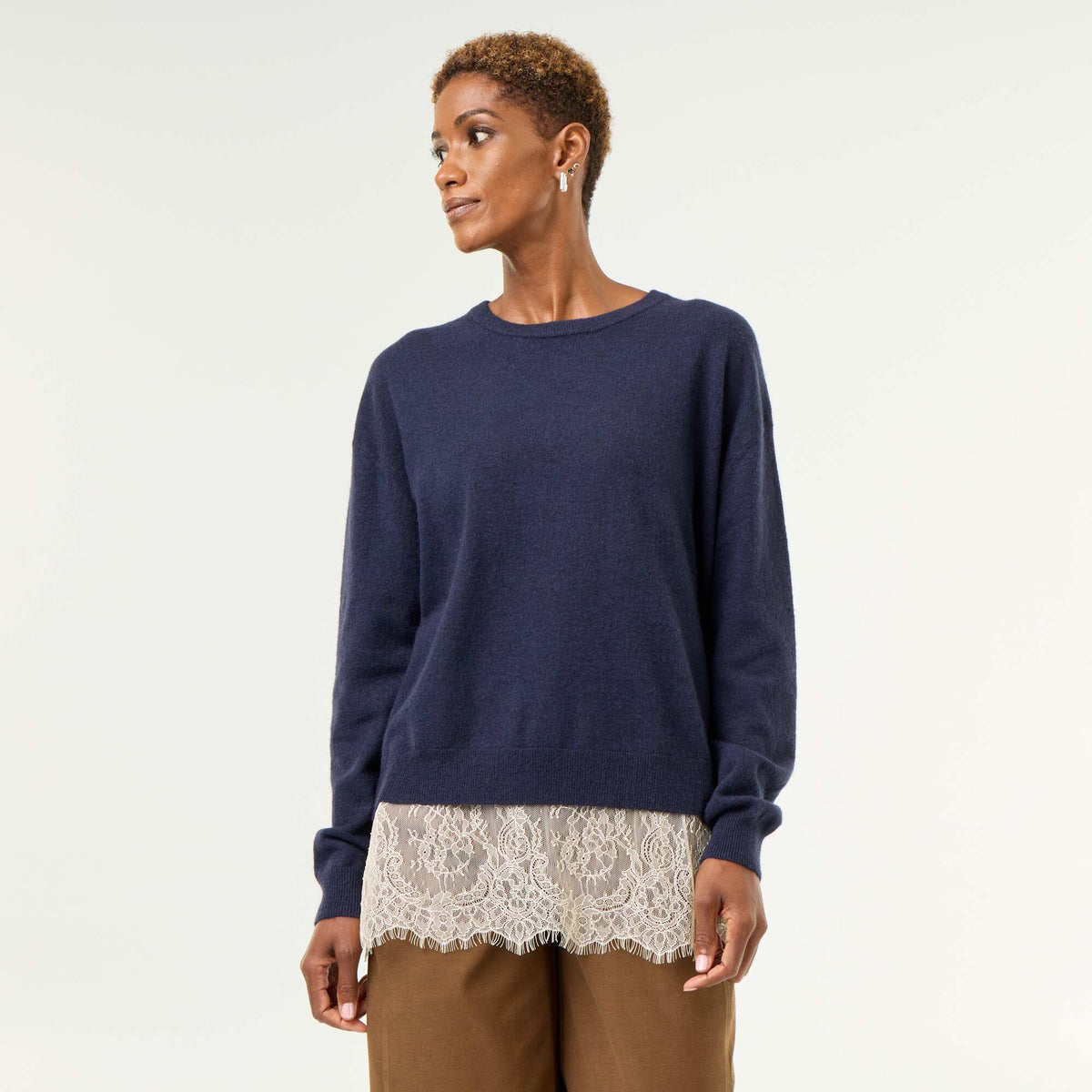 Lace-Inset Sweater BLUE