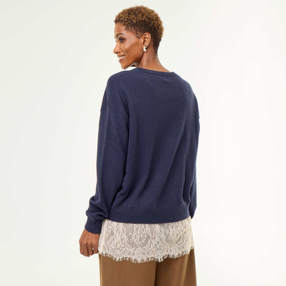 Lace-Inset Sweater BLUE