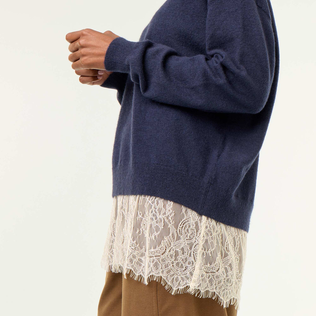 Lace-Inset Sweater BLUE