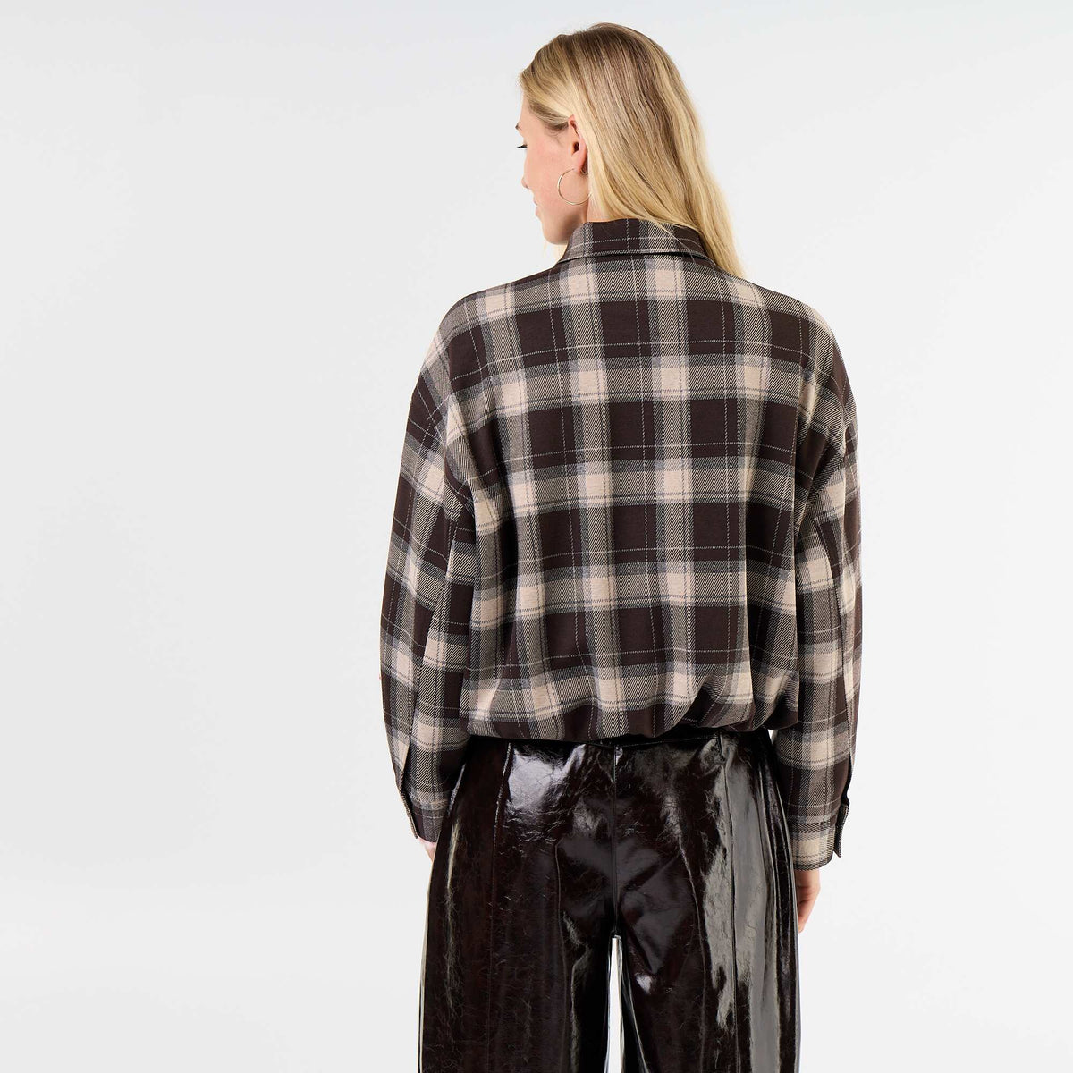 Checked textile jacket BROWN