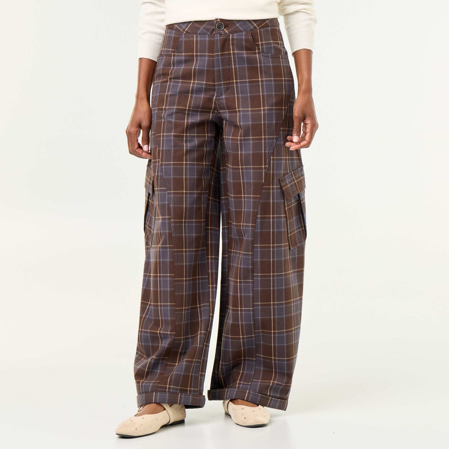 Plaid Balloon Trousers BROWN