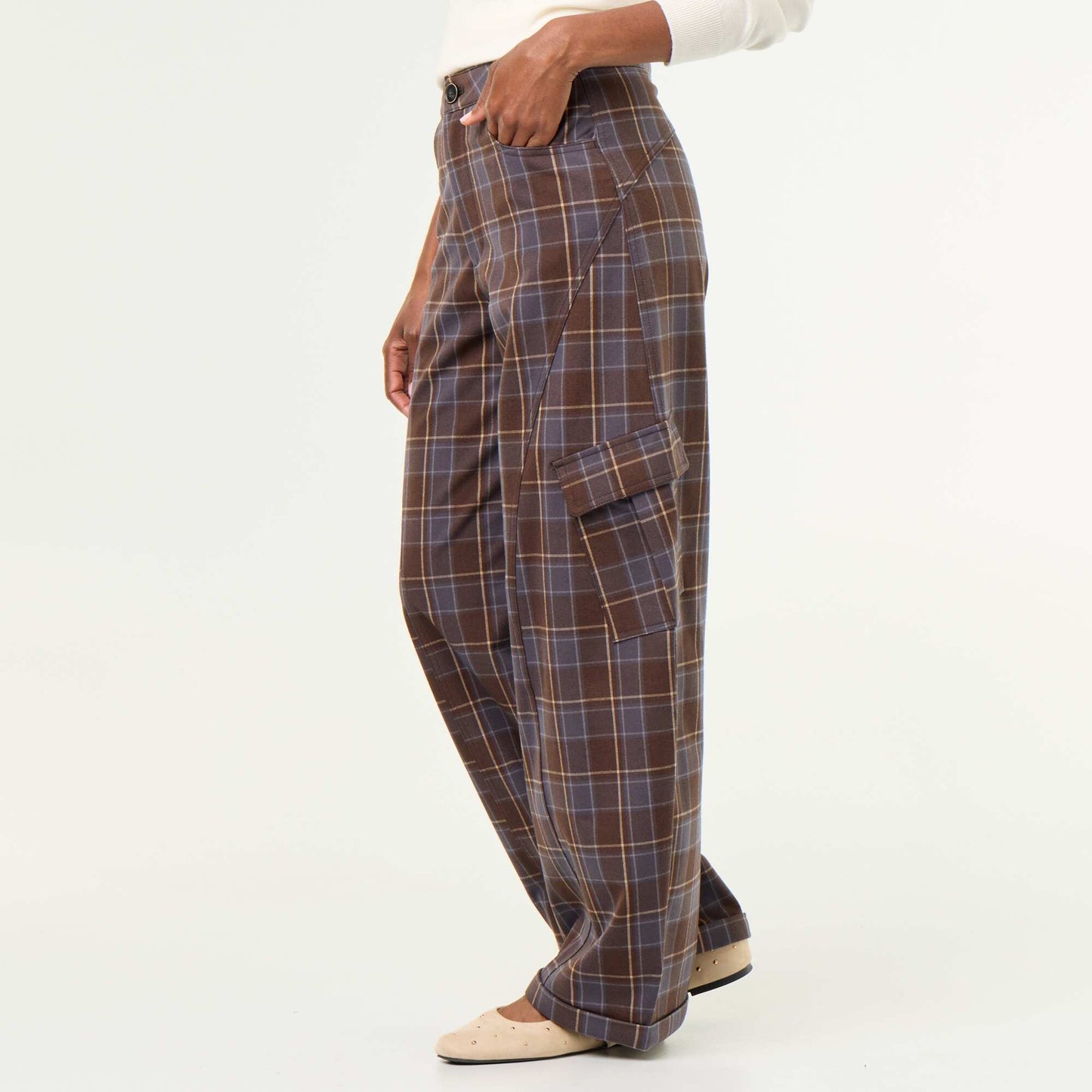 Plaid Balloon Trousers BROWN