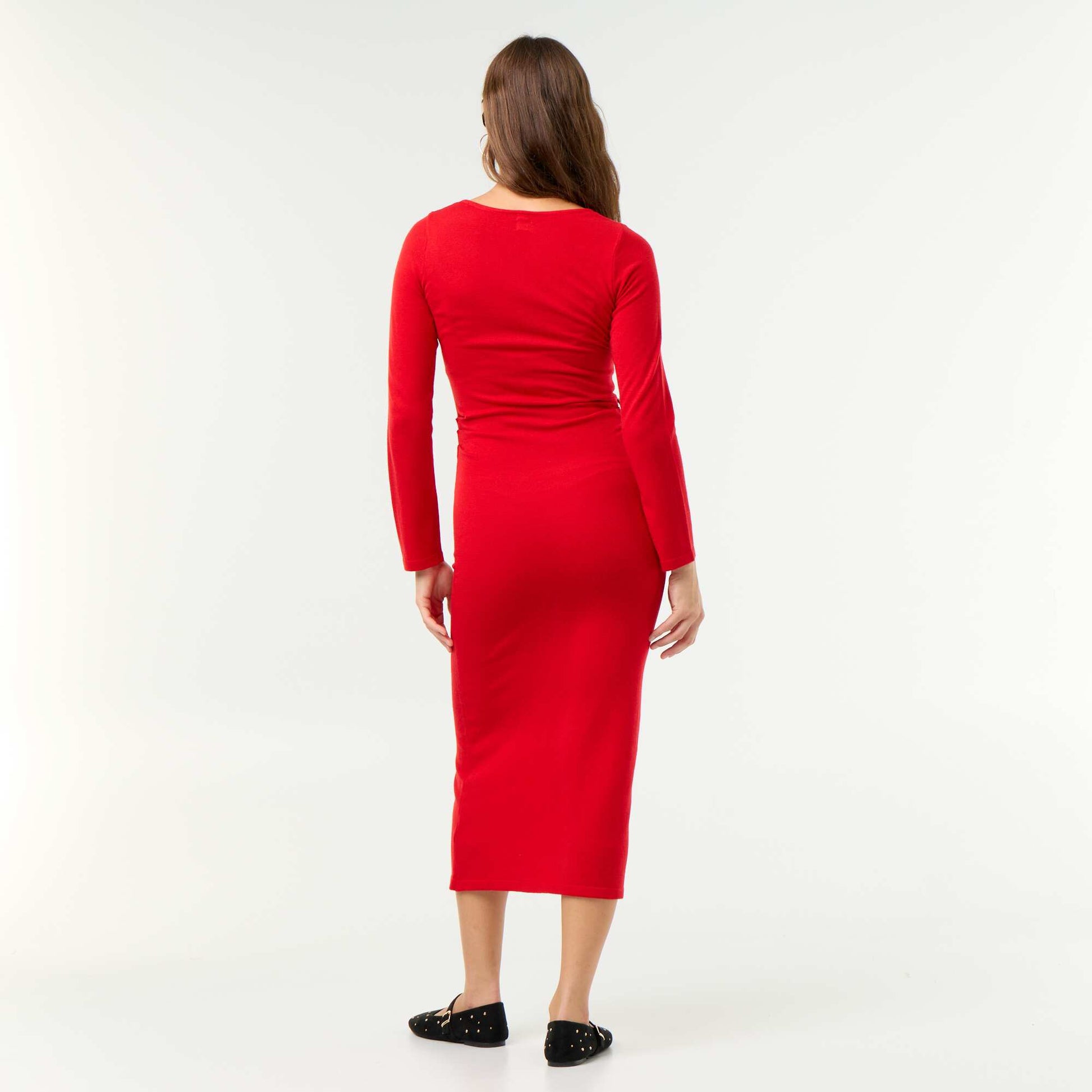 Long dress with waist detail RED