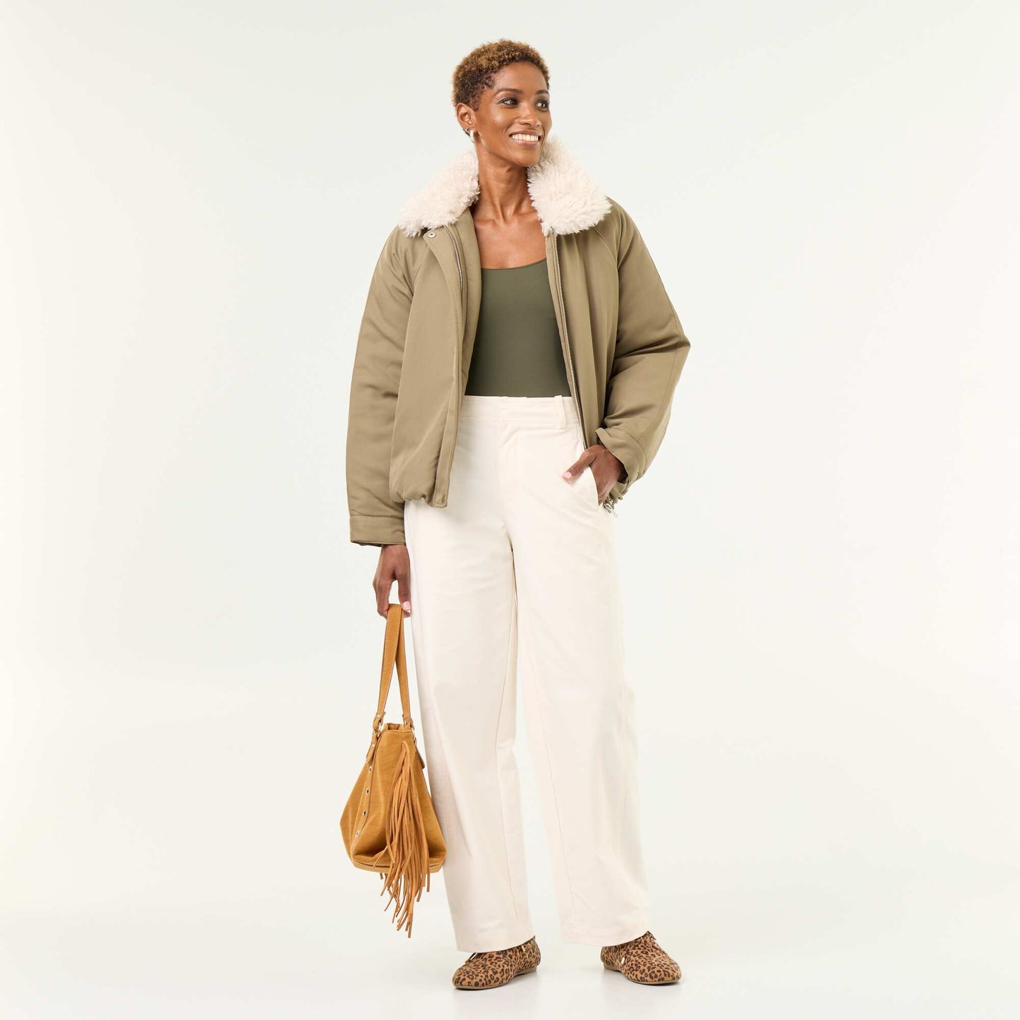 Plain wide-leg trousers WHITE