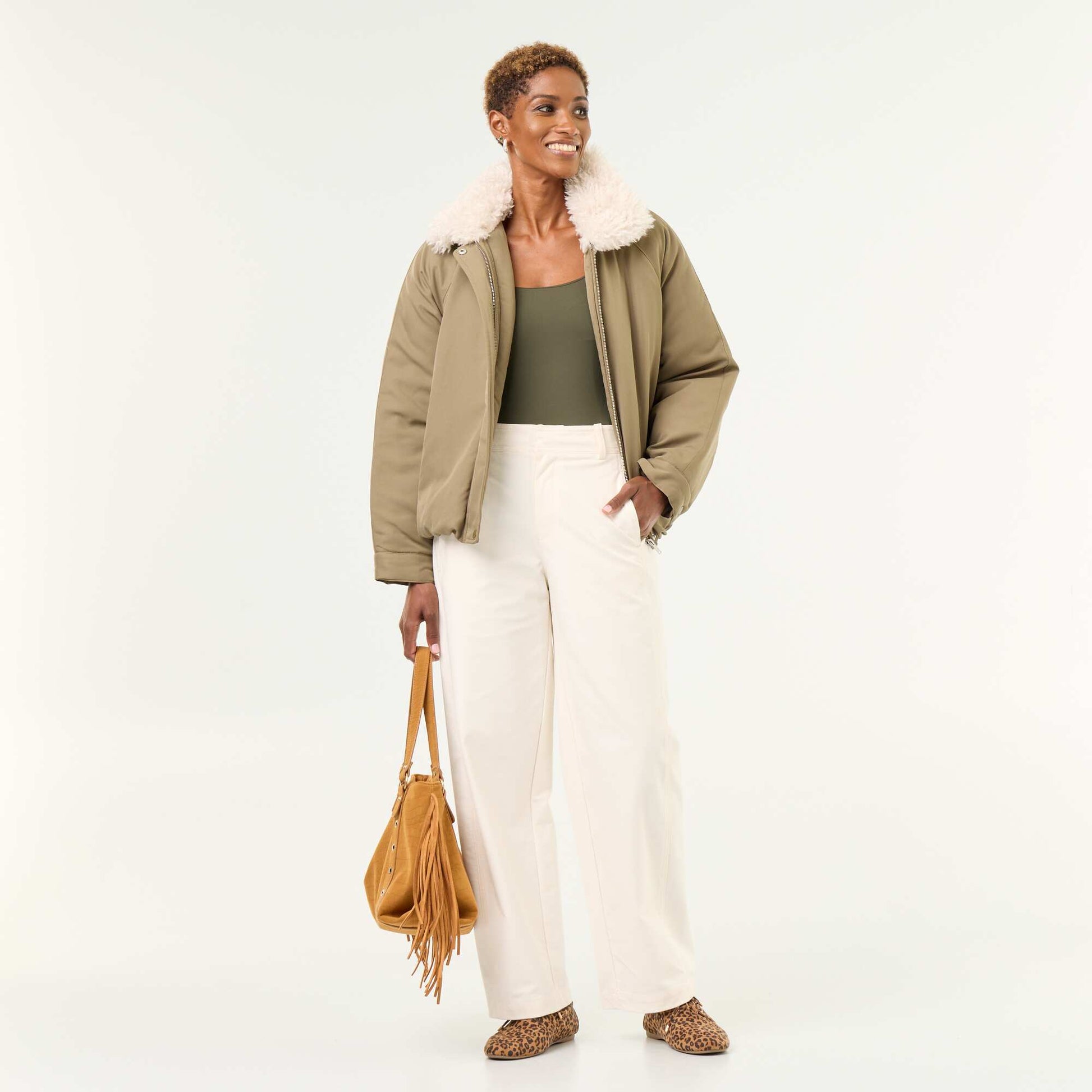 Plain wide-leg trousers WHITE