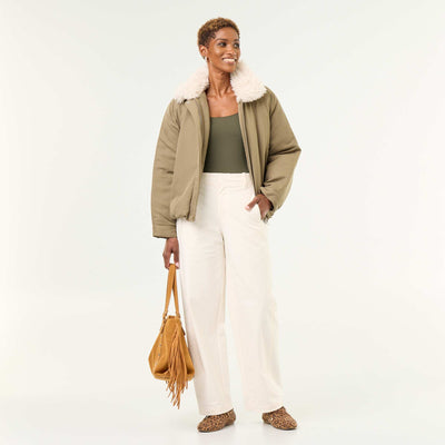 Plain wide-leg trousers WHITE