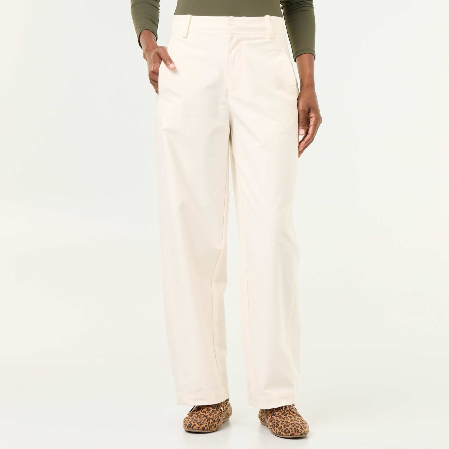 Plain wide-leg trousers WHITE