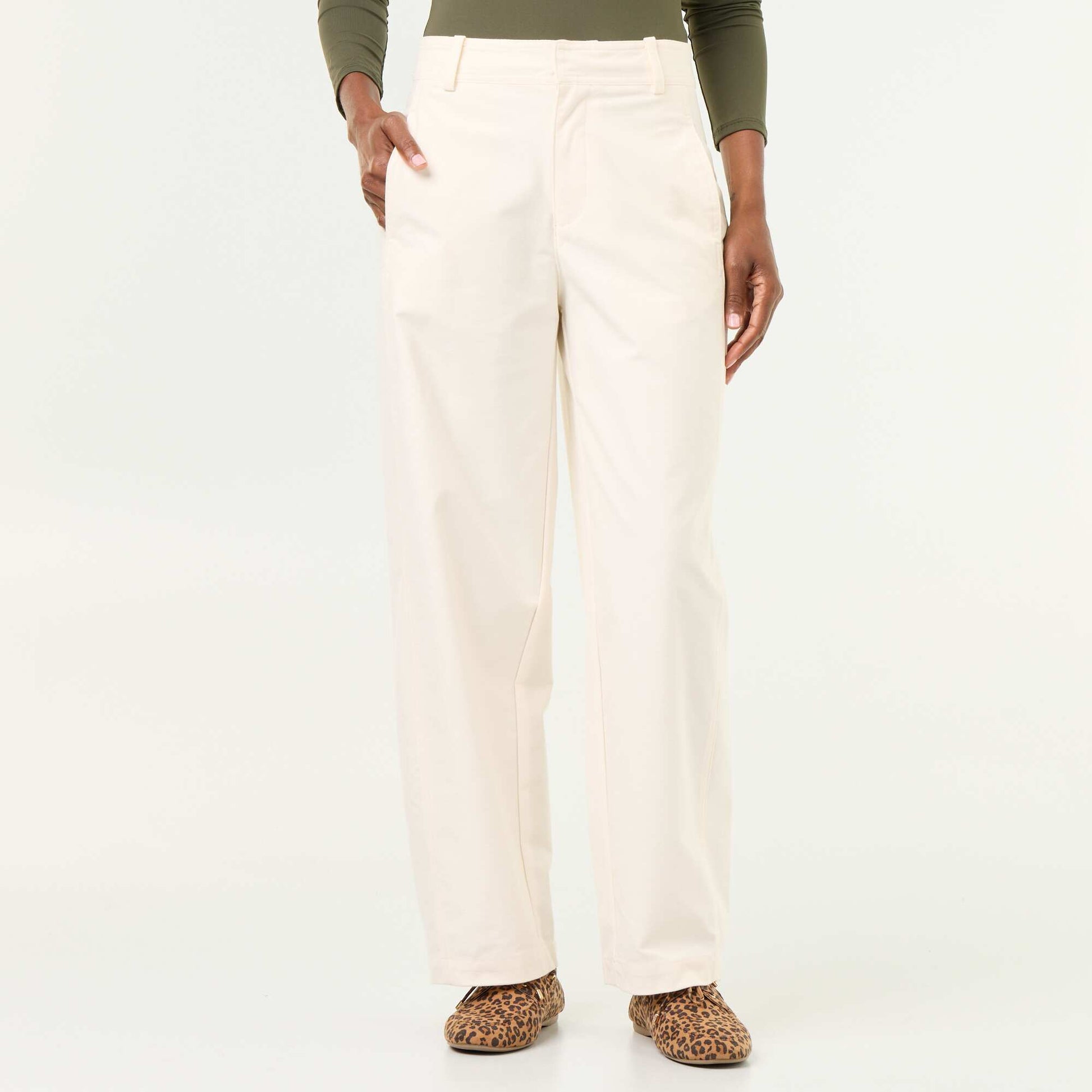 Plain wide-leg trousers WHITE