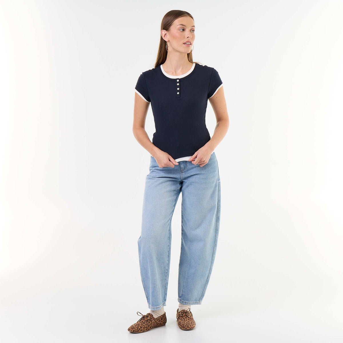 Short-sleeved 2-in-1 effect T-shirt BLUE
