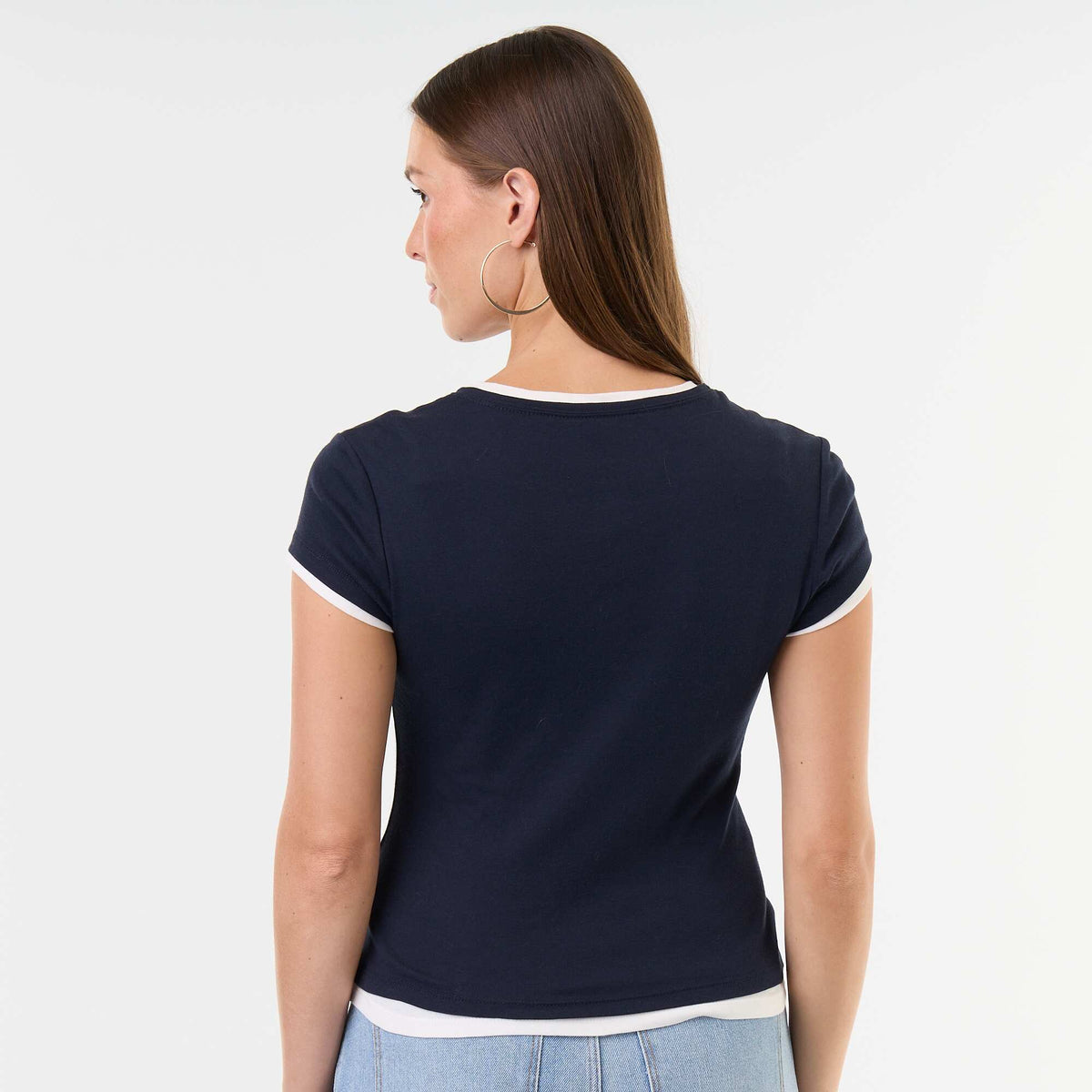 Short-sleeved 2-in-1 effect T-shirt BLUE