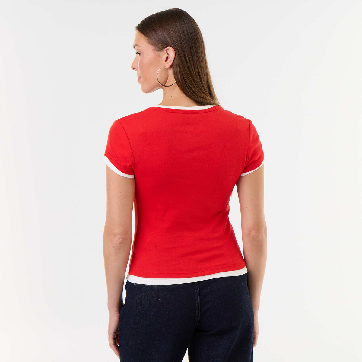 Short-sleeved 2-in-1 effect T-shirt RED
