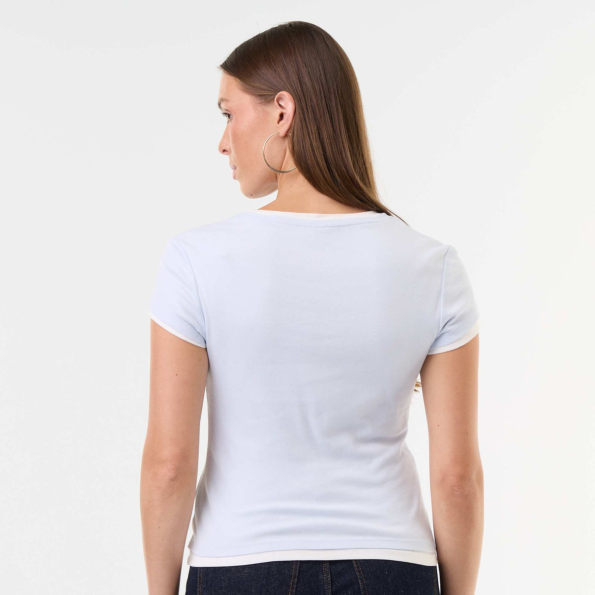 Short-sleeved 2-in-1 effect T-shirt BLUE