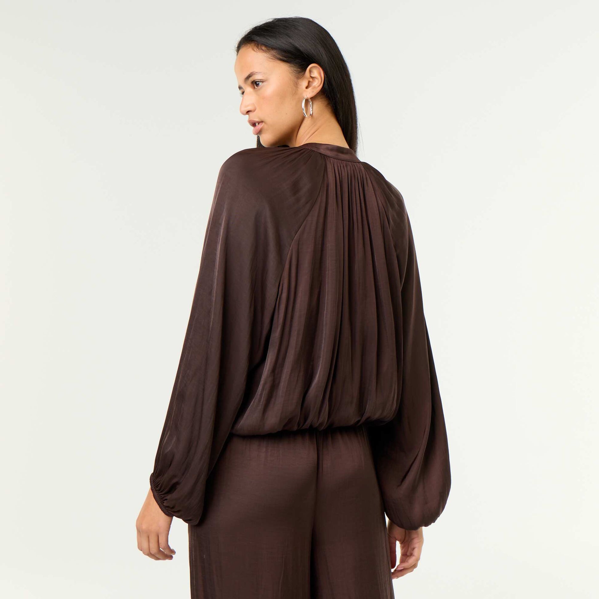 Satin Bubble Jacket BROWN