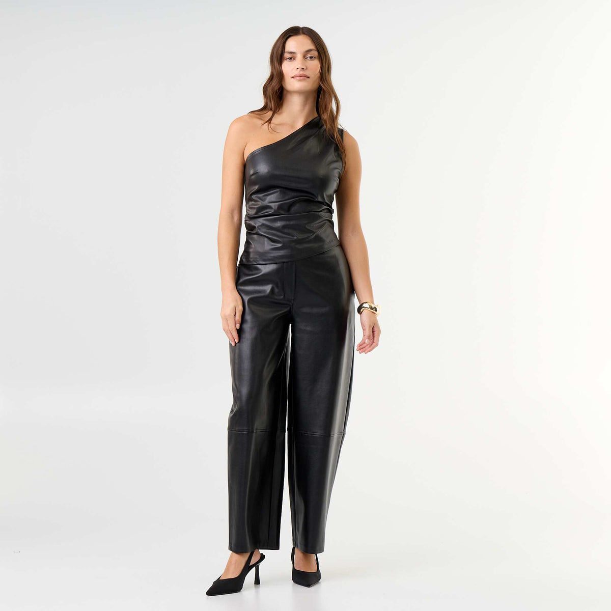 Faux Leather Balloon Pants BLACK