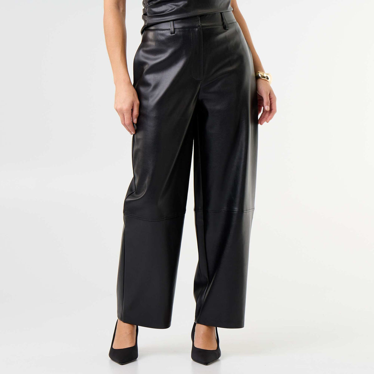 Faux Leather Balloon Pants BLACK