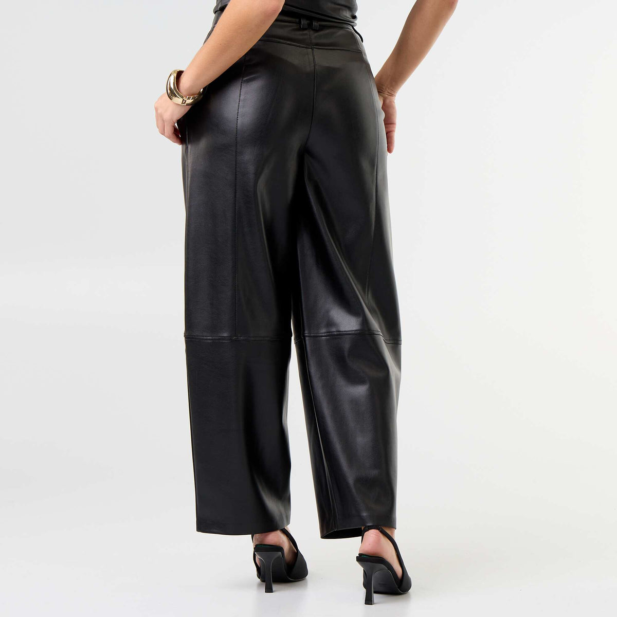 Faux Leather Balloon Pants BLACK