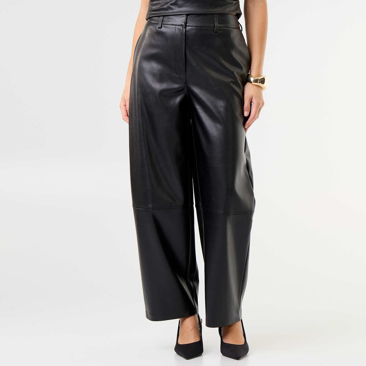 Faux Leather Balloon Pants BLACK