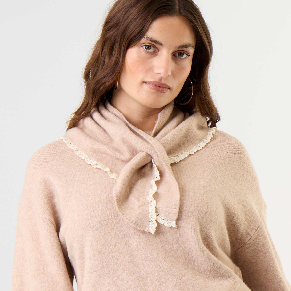 Sweater with matching scarf BEIGE