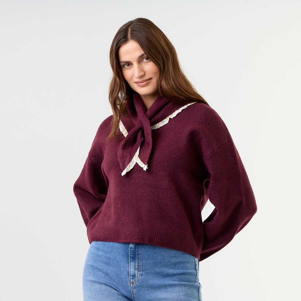 Sweater with matching scarf PURPLE