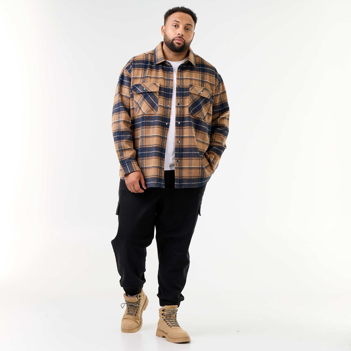Checked overshirt BEIGE