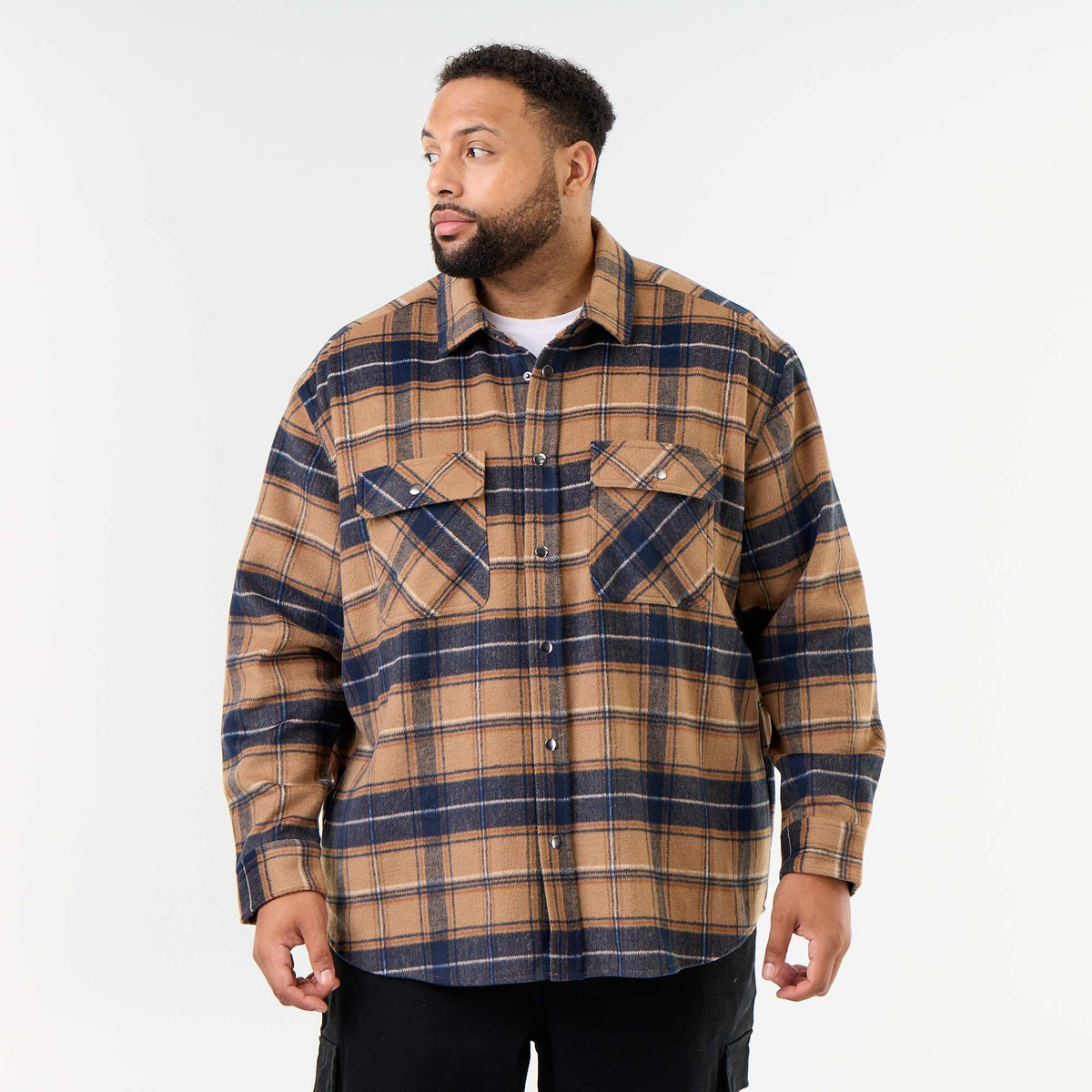 Checked overshirt BEIGE